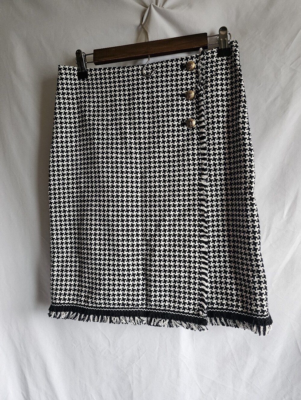 Black & White Houndstooth Button-Front Women's Skirt 2P